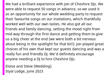 Styal Lodge DJ Review 2023